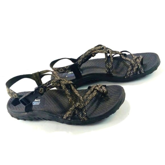 Skechers Outdoor Lifestyle Strappy Sandals Womans 10. Black and Gold Boho Chic.. - Picture 2 of 10
